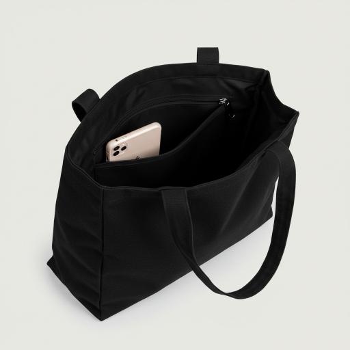 Tote bag noir avec Poche Zippée